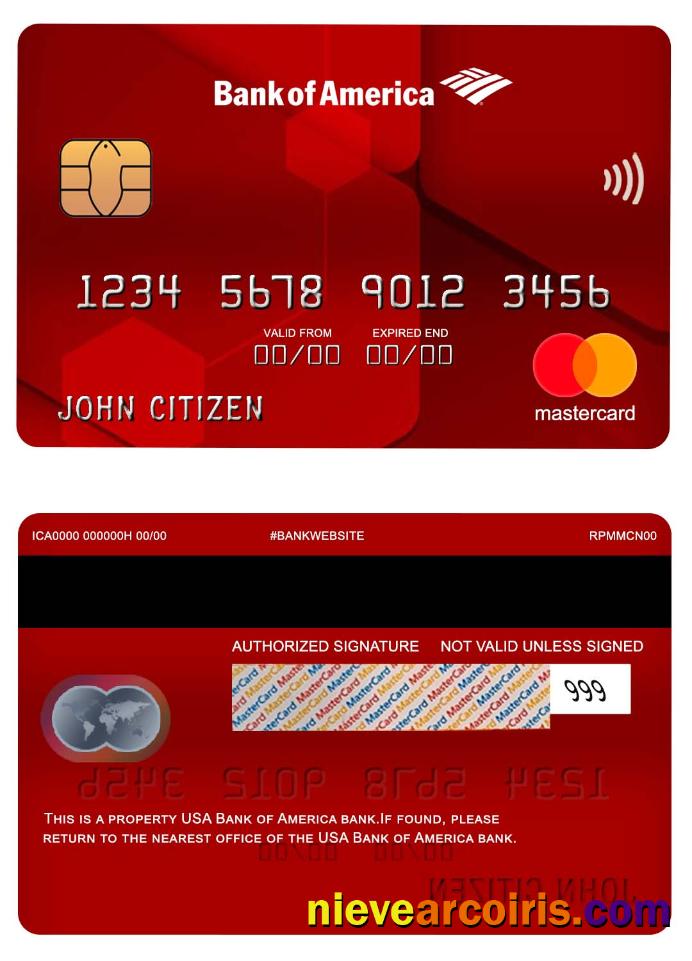 USA Bank of America bank mastercard 